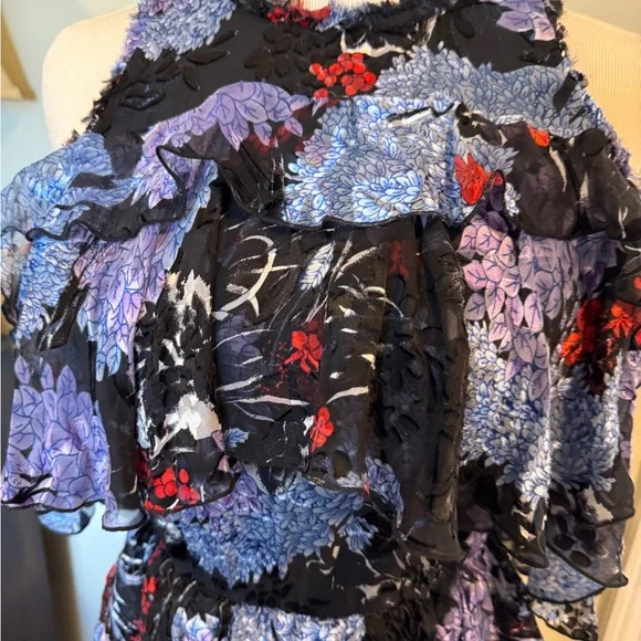 Alice + Olivia Nichola Cold Shoulder Floral Dress size 2 - Picture 2 of 7